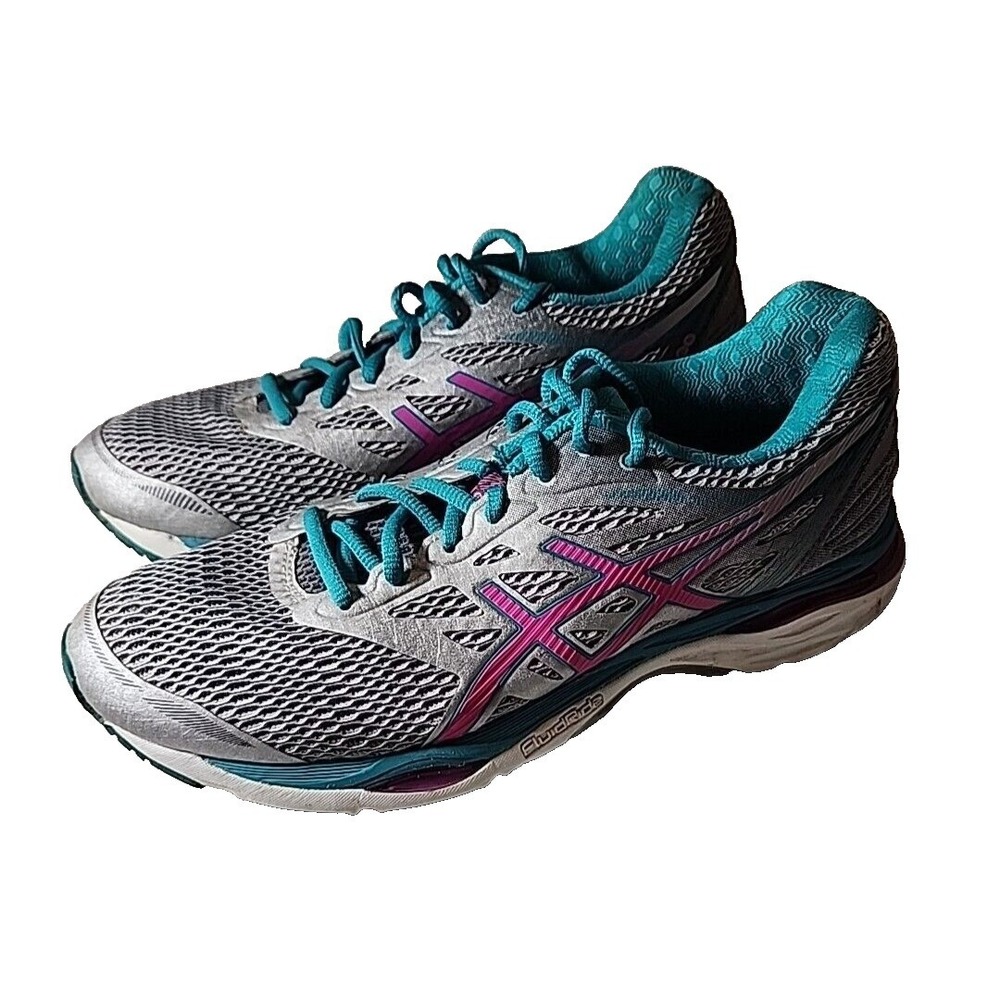 ASICS Gel-Cumulus 18 Womens Running Shoes Silver Teal Pink T6C8N Size 9